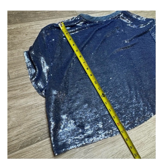 ‼️WOW‼️IRO Sequins Blue Crop Top Size 38 - Picture 5 of 10